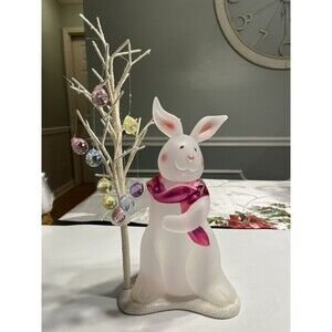 JCP Acrylic Easter Bunny Rabbit w Tree and Ornaments IOB